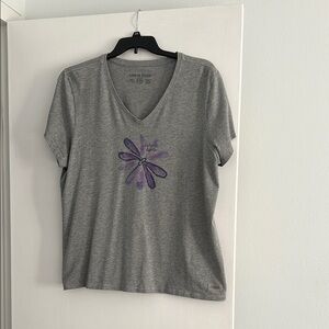 Life is Good Women's Grey V-Neck Top